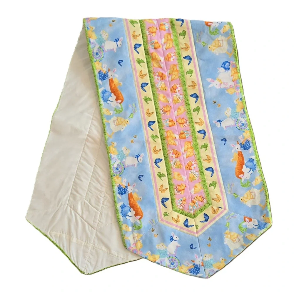 Handmade Quilted Easter Table Runner Bunny Chick Butterfly Spring Decor #1
